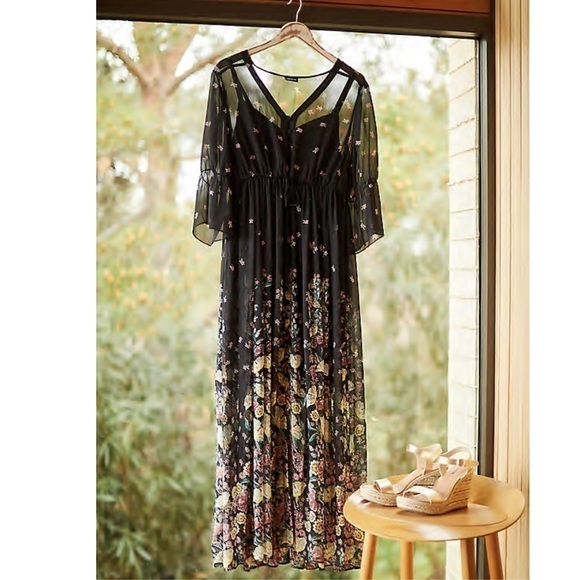 Torrid Floral Chiffon Button Front Maxi Dress 0 - Picture 4 of 11